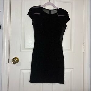 B Darlin Black Mini Dress with Sheer Accents